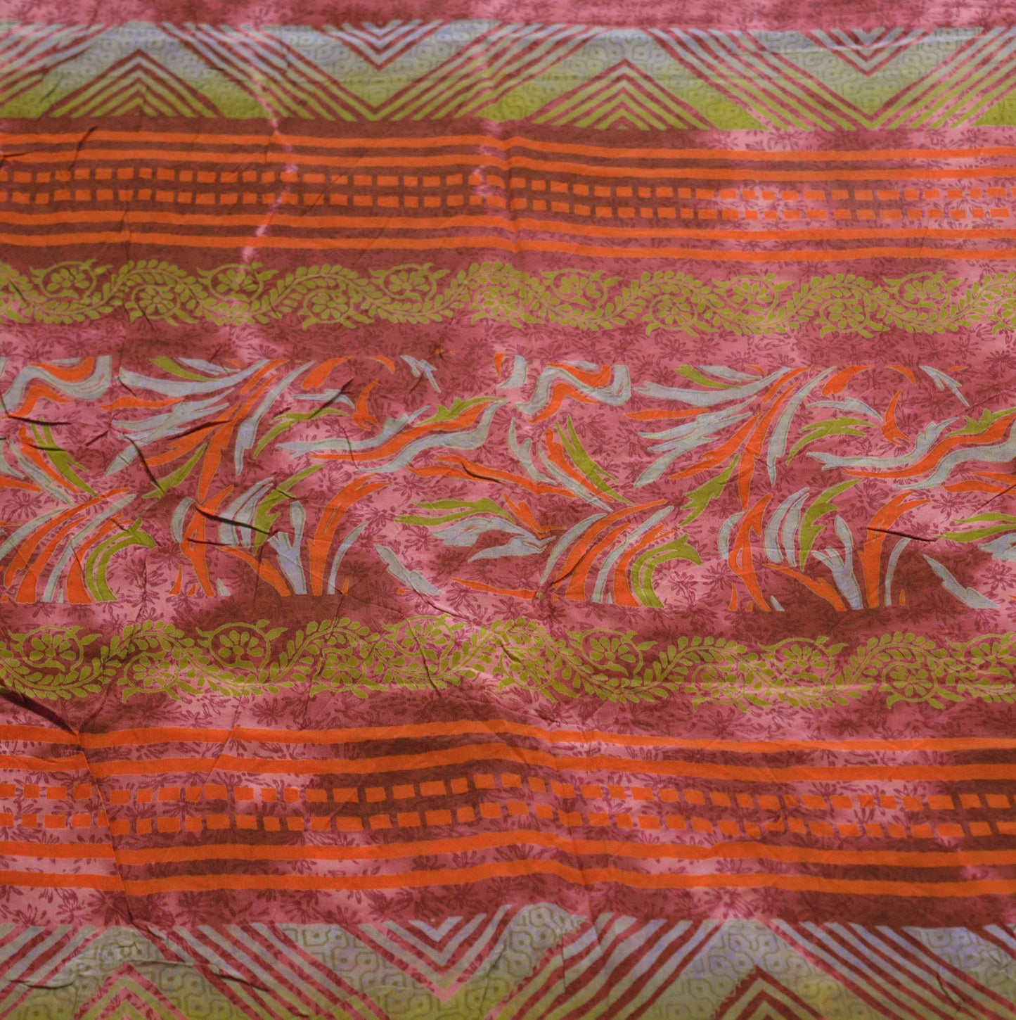 Indian Vintage  Sari Pure Crepe Silk Tie-Dye Printed Saree 5yard Sewing Ethnic Wrap