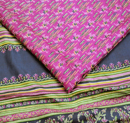 Indian Vintage Sari Purple & Blue Pure Silk Printed Saree Fabric 6yard Sewing Craft Fabric DressMaking  Soft Wrap Boho