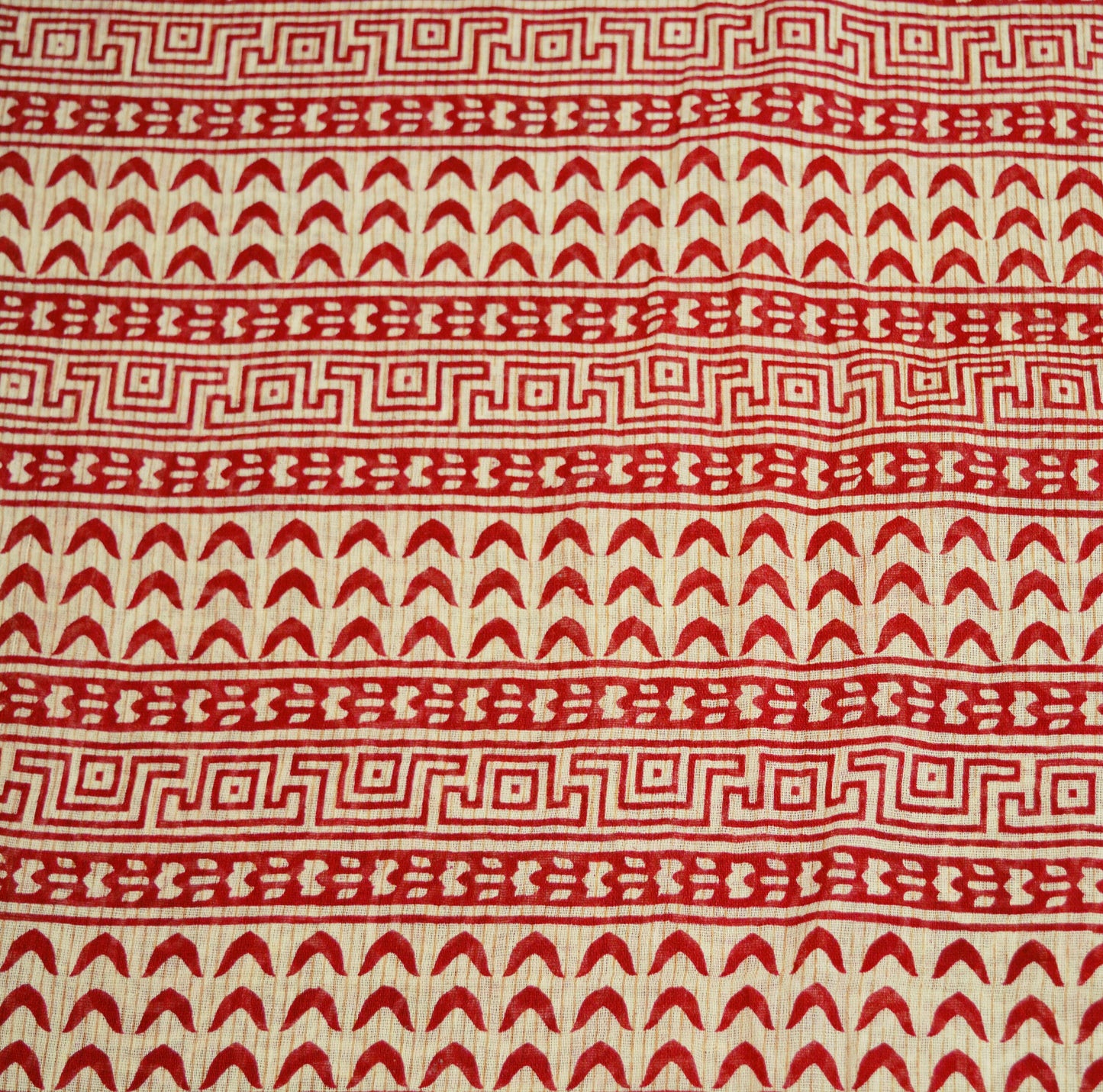 Indian Vintage Sari Red & Ivory Printed 100% Pure Cotton Saree Craft Fabric 5Yard Sewing Sarong Wrap Boho Floral