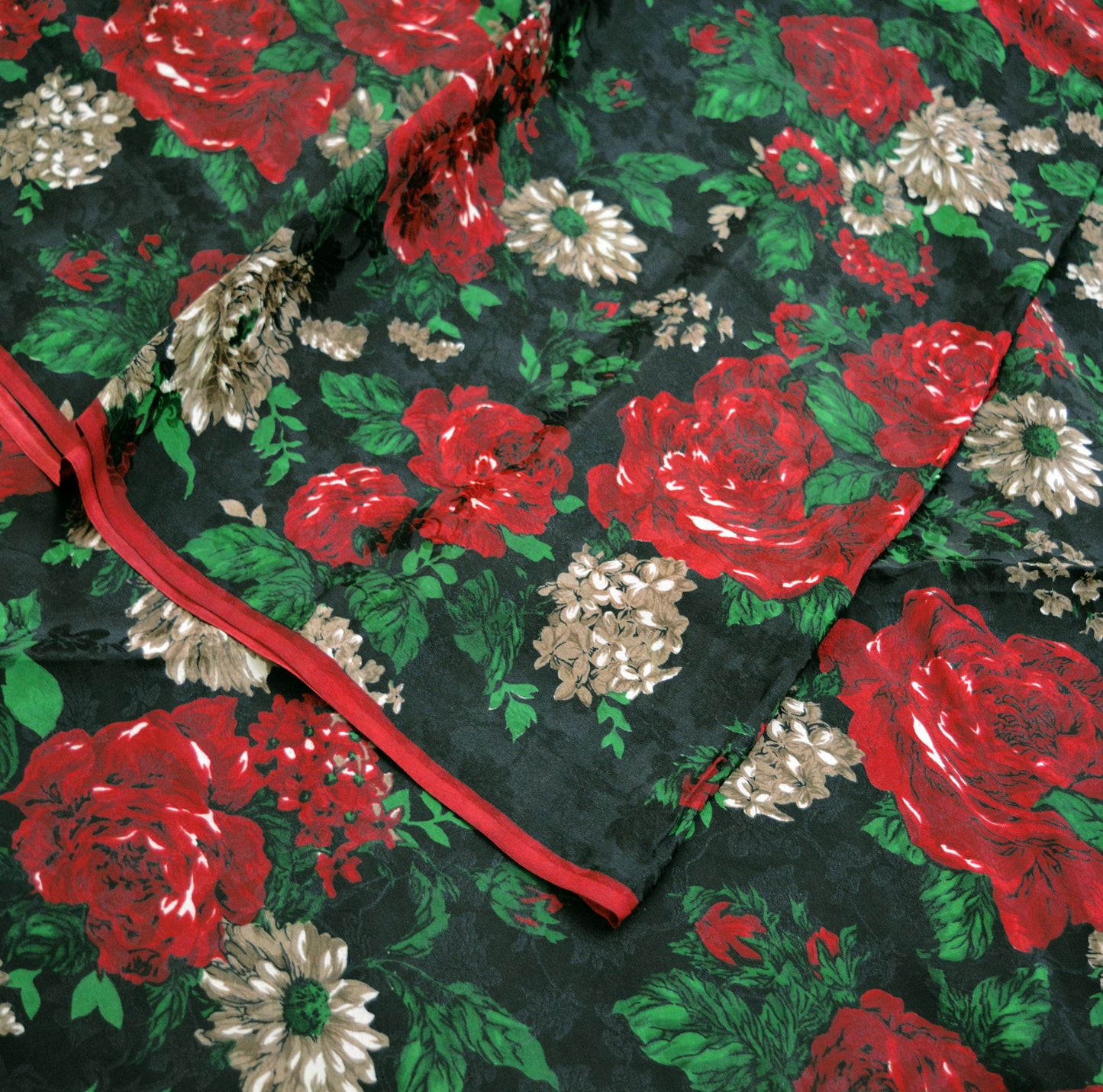 Indian Vintage Sari Black Pure Crepe Silk Printed Saree 5yard Sewing Floral Craft Fabric Wrap