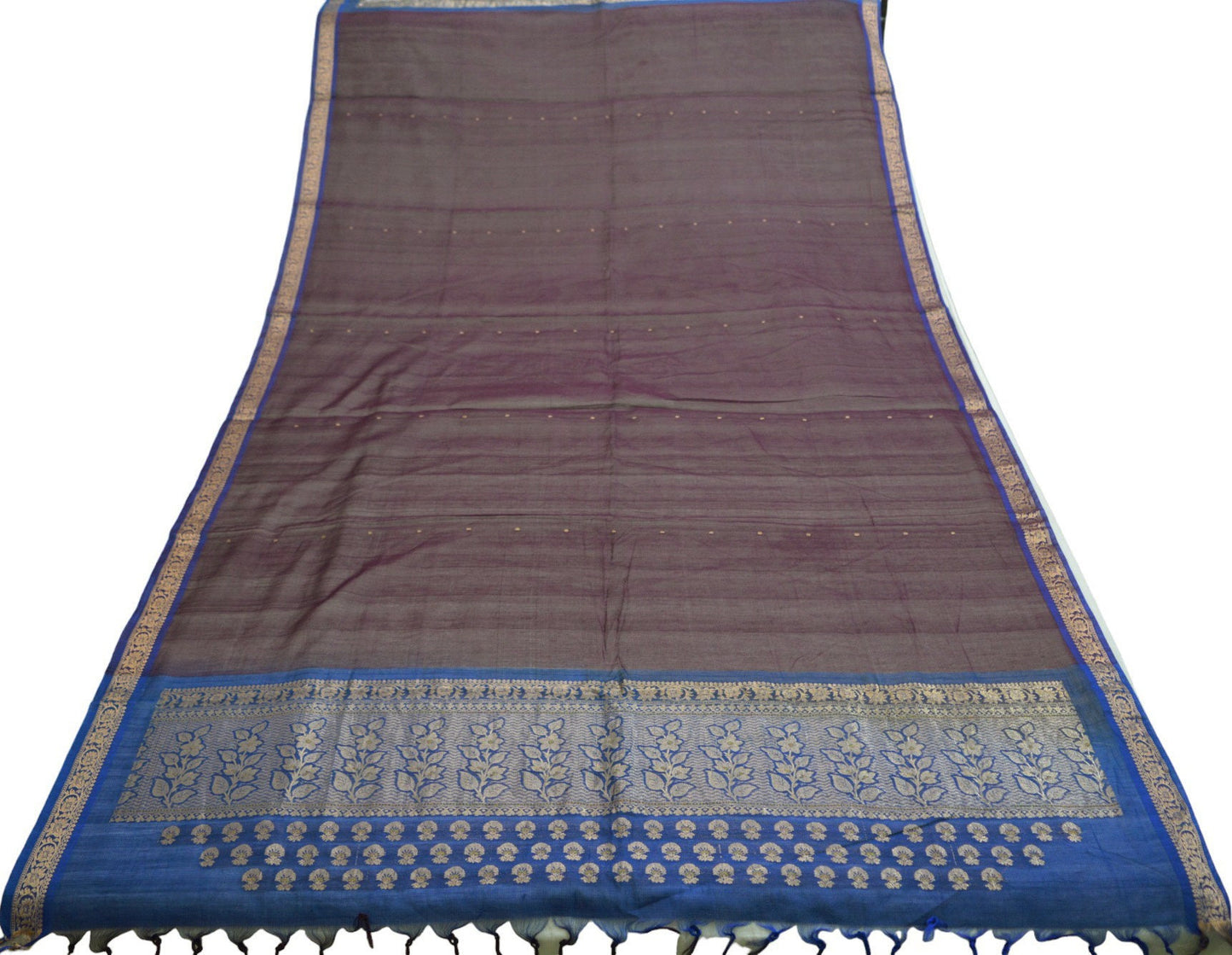 Indian Purple & Blue Vintage Dupatta Long Stole Woven Chanderi Silk Indian Scarves Veil Zari Soft Fringes Scarf Wrap Boho