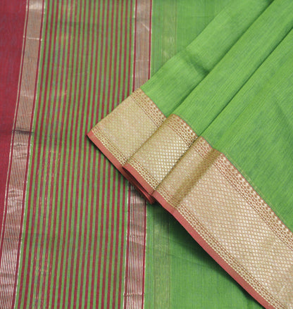 Indian Green Vintage Dupatta Long Stole Printed Woven Pure Chanderi Silk Indian Scarves Veil Golden Zari Soft Fringes