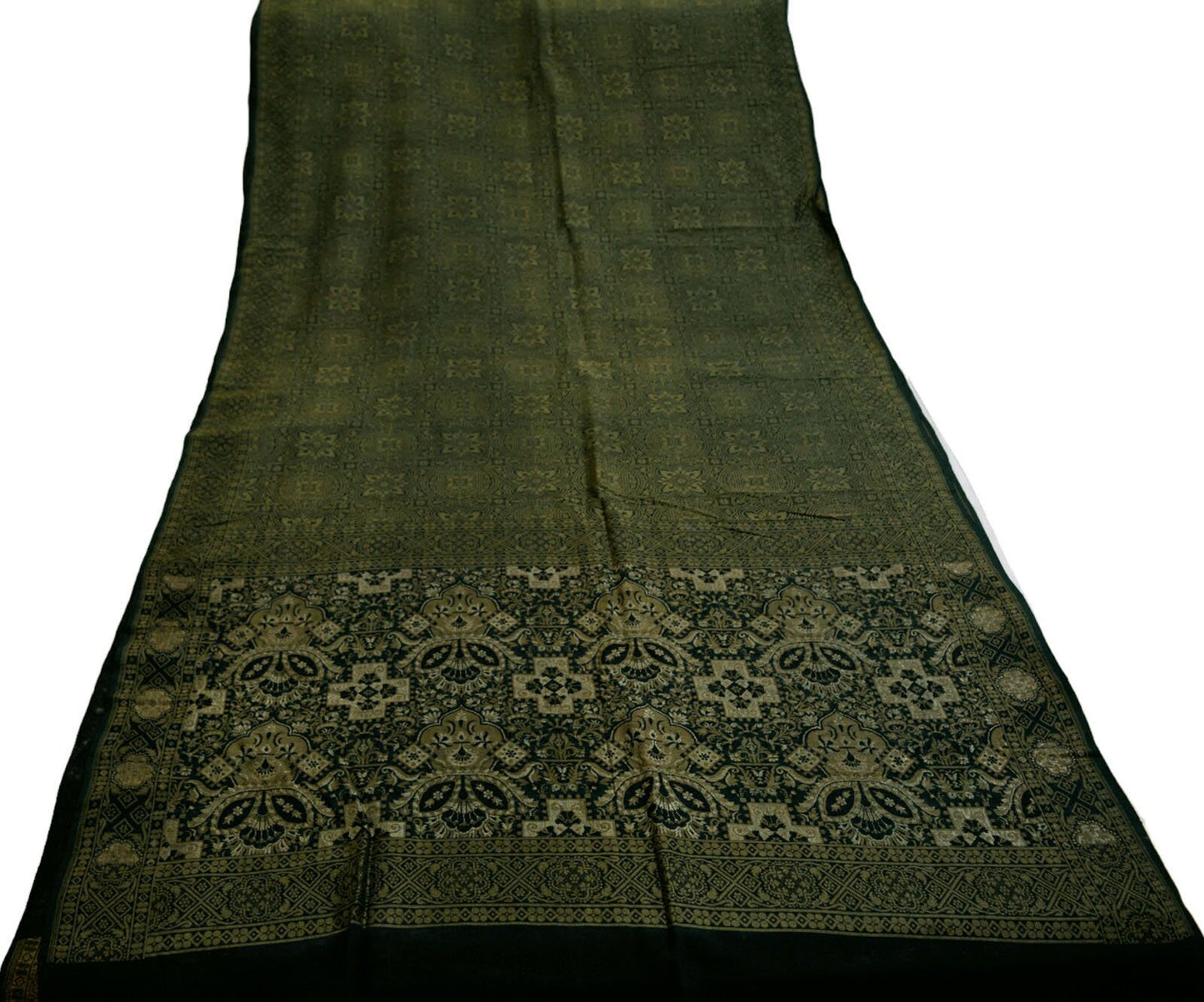 Indian Vintage Heavy Sari Black Hand Woven Saree 100% Pure Silk Fabric 6Yard Silk Sari Ethnic Floral Ethnic