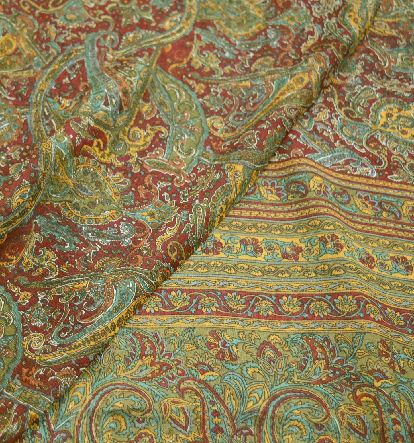Women Vintage Sari Maroon Pure Chiffon Silk Printed Saree Craft Fabric Sewing 5Yard Soft Light Sari Dress Making Floral