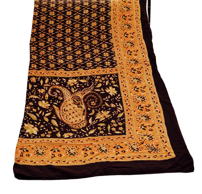 Women Indian Vintage Black Dupatta Long Stole Pure Crepe silk Printed Dupatta Veil Scarves soft Boho Wrap Dressmaking Paisley