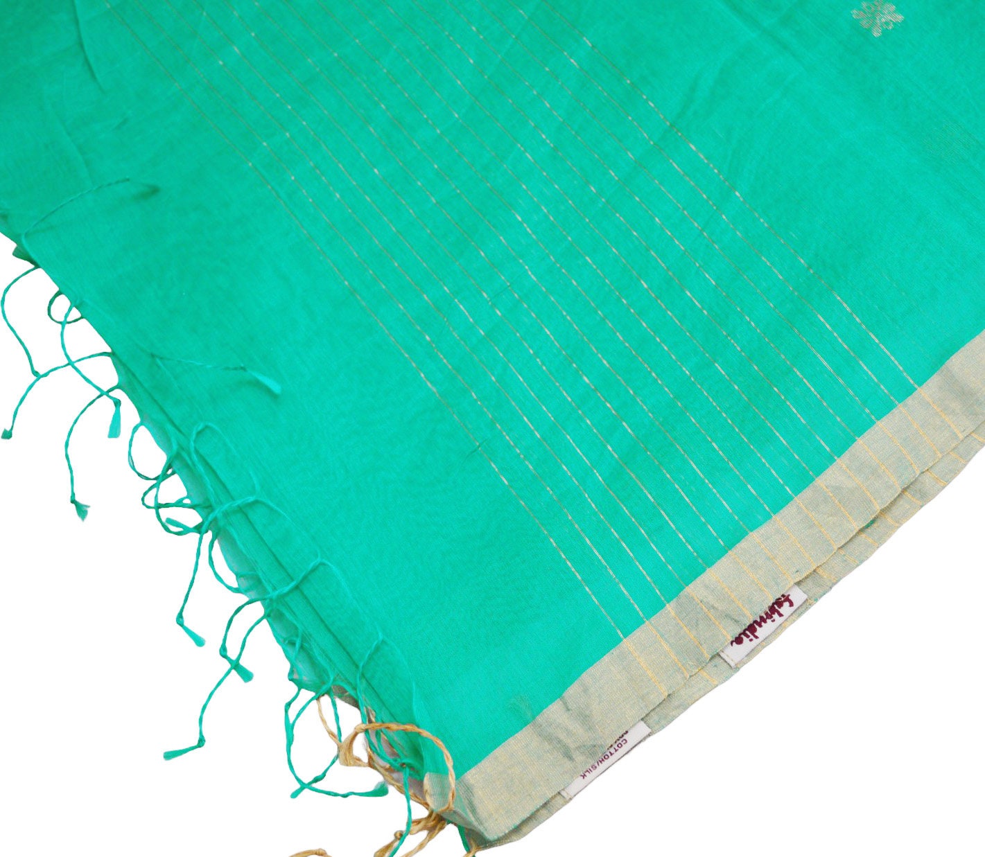 Indian Green Vintage Dupatta Long Stole Printed Woven Pure Chanderi Silk Indian Scarves Veil Golden Zari Soft Fringes