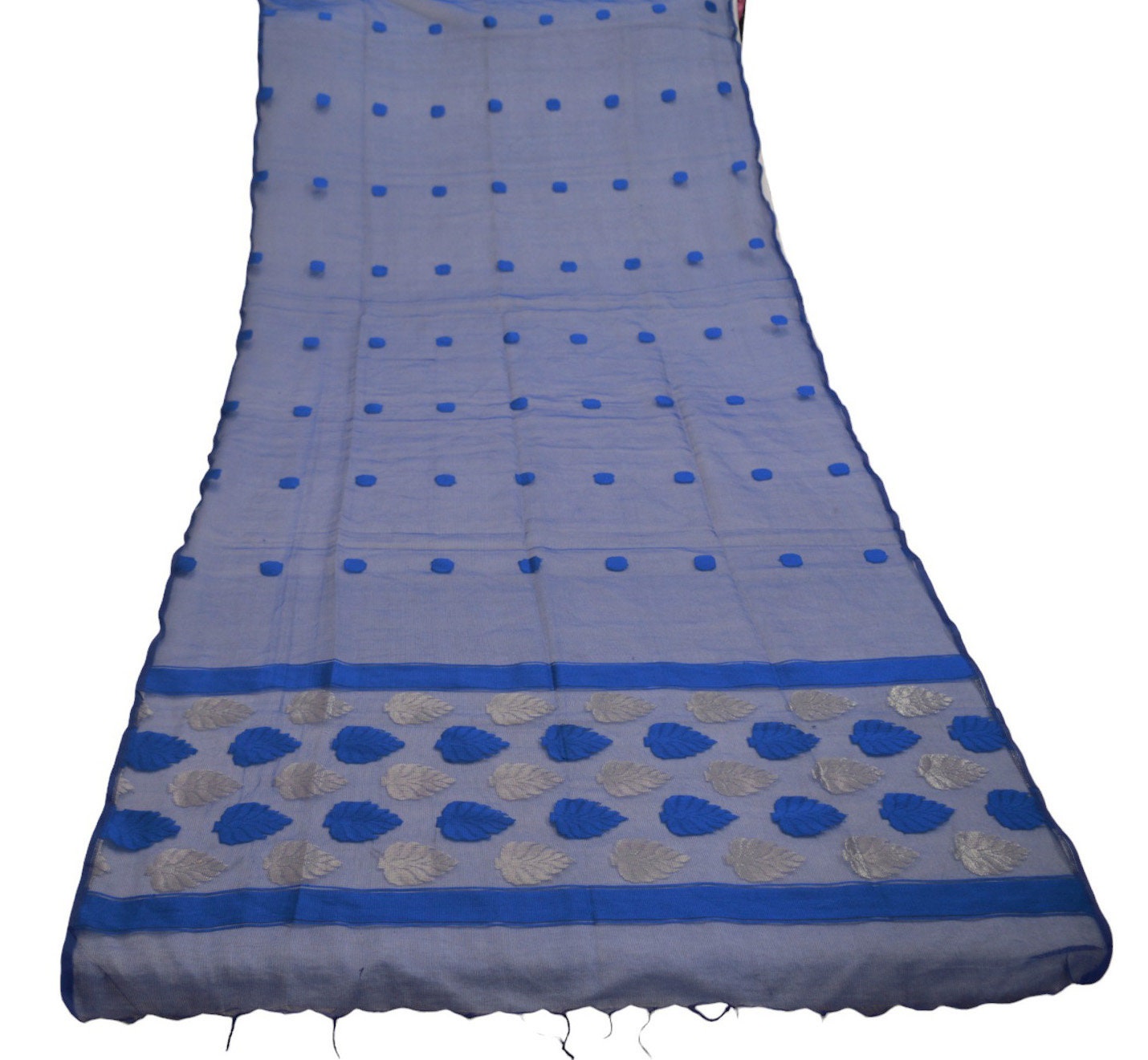 Women Indian Vintage Blue Dupatta Long Stole Art silk Woven Dupatta Veil Scarves soft Boho Wrap Fringes