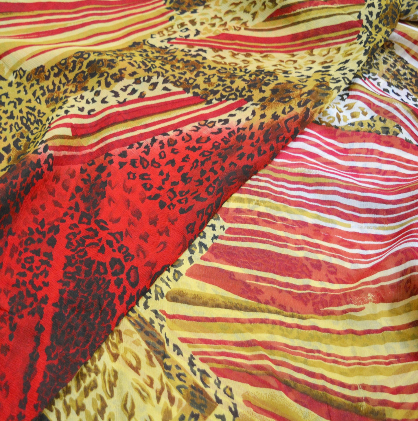 Indian Vintage Pure Chiffon Silk Leppard Printed Indian Sarees Craft Fabric Sewing 5Yard Soft Dress Making