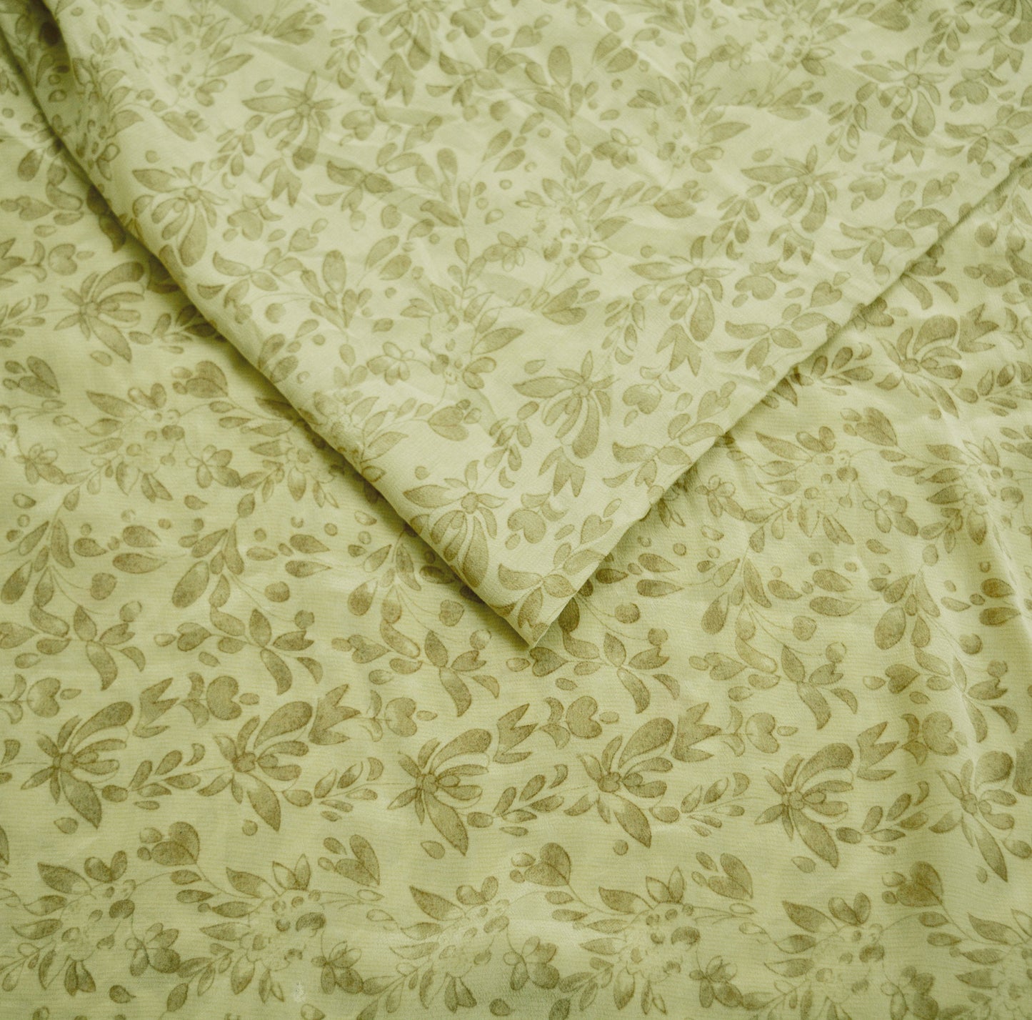 Indian Vintage Sari Ivory Pure Crepe Silk Printed Saree 5yard Sewing Floral Soft Craft Fabric Wrap