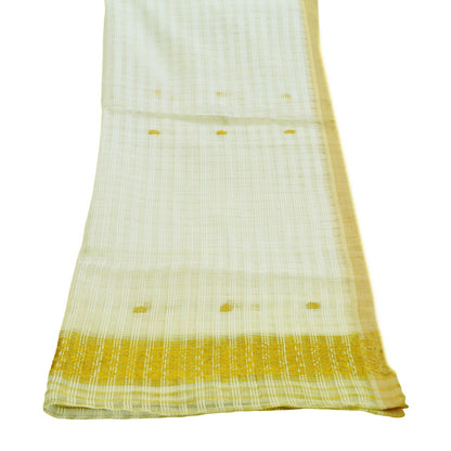 Indian White Vintage Dupatta Long Stole Hand Woven Art Silk Indian Scarves Veil Golden Zari