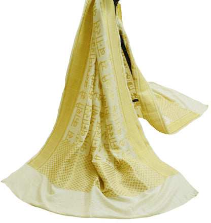 Indian Vintage Off-White Dupatta Long Stole Pure Silk Hand Woven Indian Scarves Veil Scarf Wrap Floral Zari