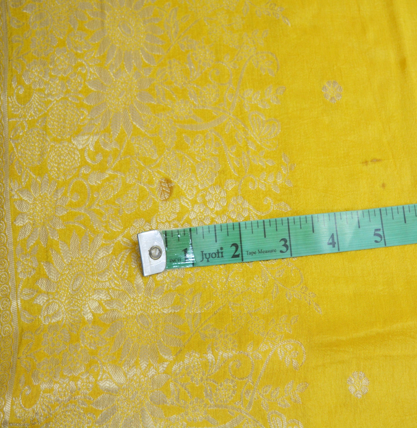 Indian Vintage Mustard Dupatta Long Stole Pure silk Woven Brocade Indian Scarves Veil Scarf Wrap Hippie Boho Soft Floral