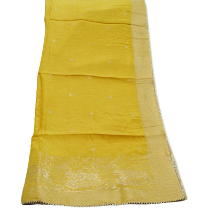 Indian Vintage Mustard Dupatta Long Stole Pure silk Woven Brocade Indian Scarves Veil Scarf Wrap Hippie Boho Soft Floral