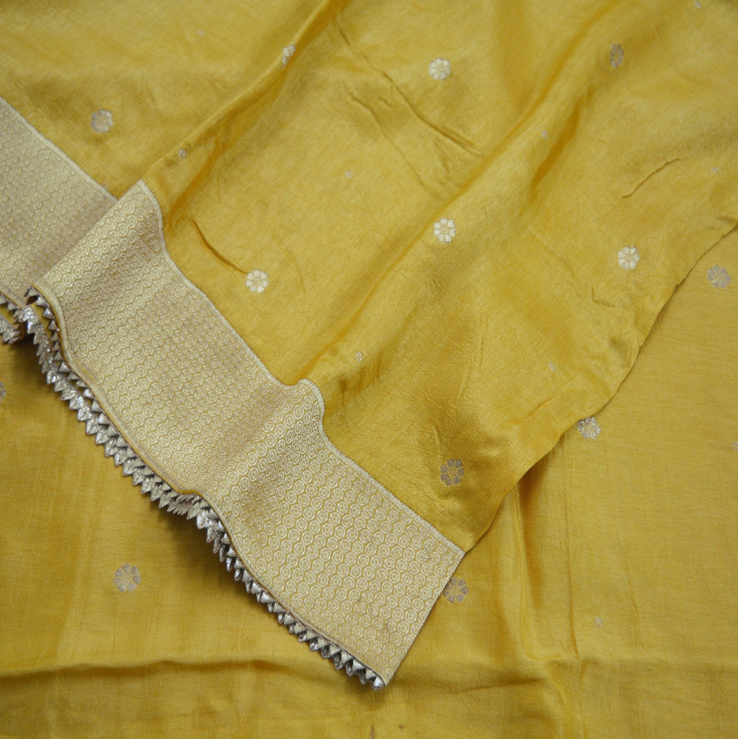 Indian Vintage Mustard Dupatta Long Stole Pure silk Woven Brocade Indian Scarves Veil Scarf Wrap Hippie Boho Soft Floral