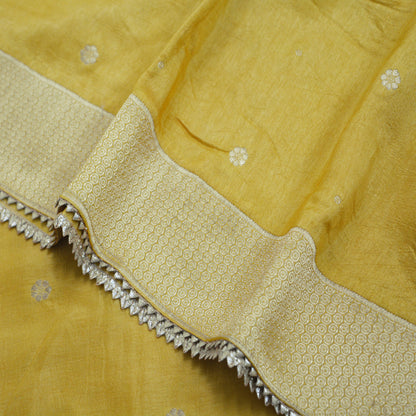 Indian Vintage Mustard Dupatta Long Stole Pure silk Woven Brocade Indian Scarves Veil Scarf Wrap Hippie Boho Soft Floral