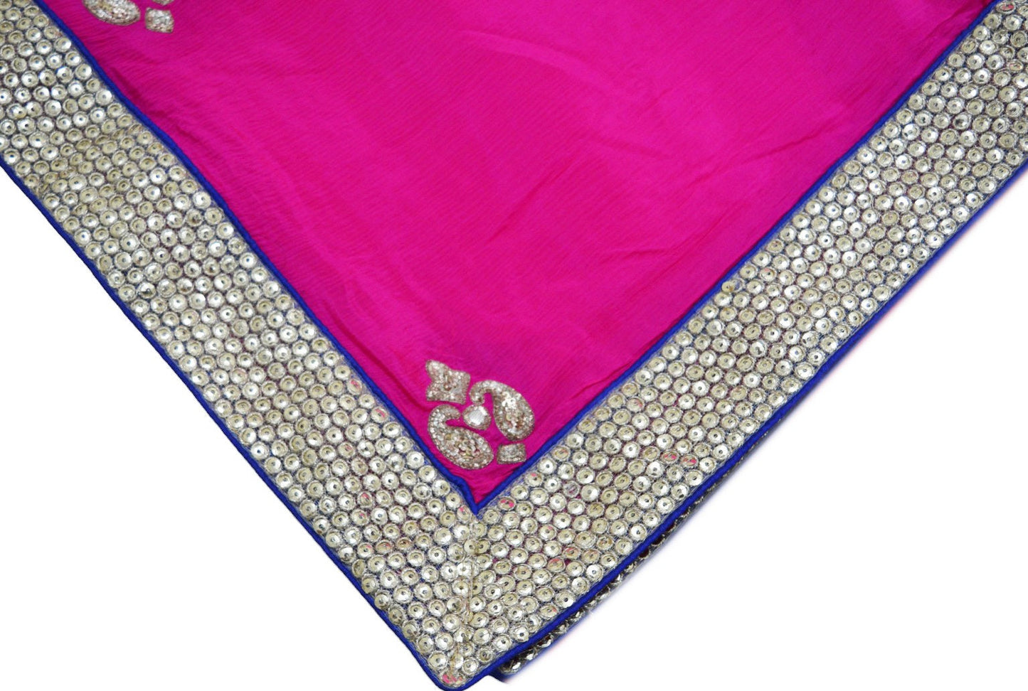 Indian Vintage Pink Heavy Green Dupatta Pure Silk Long Stole Hand Embroidered Scarves Zardozi Sequins