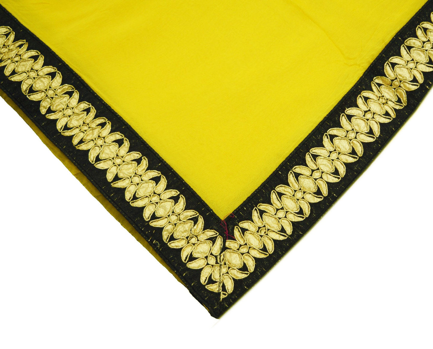 Indian Vintage Yellow Dupatta Blend Chiffon Long Stole Embroidered Scarves Floral Design Stole Veil Wrap