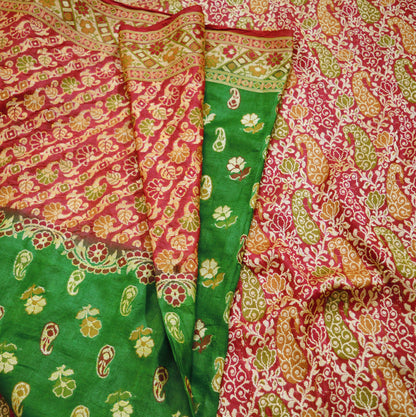 Indian Vintage Sari Pure Tussar Silk Hand Woven Sarees Fabric 5Yard Sewing Ethnic Floral