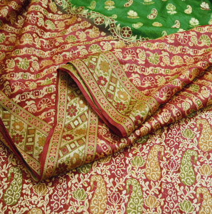 Indian Vintage Sari Pure Tussar Silk Hand Woven Sarees Fabric 5Yard Sewing Ethnic Floral