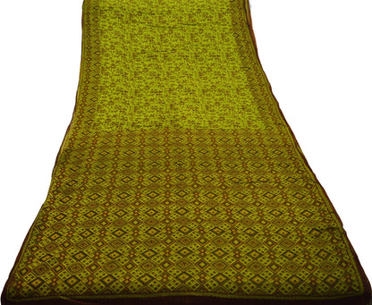 Indian Vintage Sari Green Warli Print Pure Cotton Saree Craft Soft Fabric 5Yard Sewing Sarong Wrap Boho Paisley