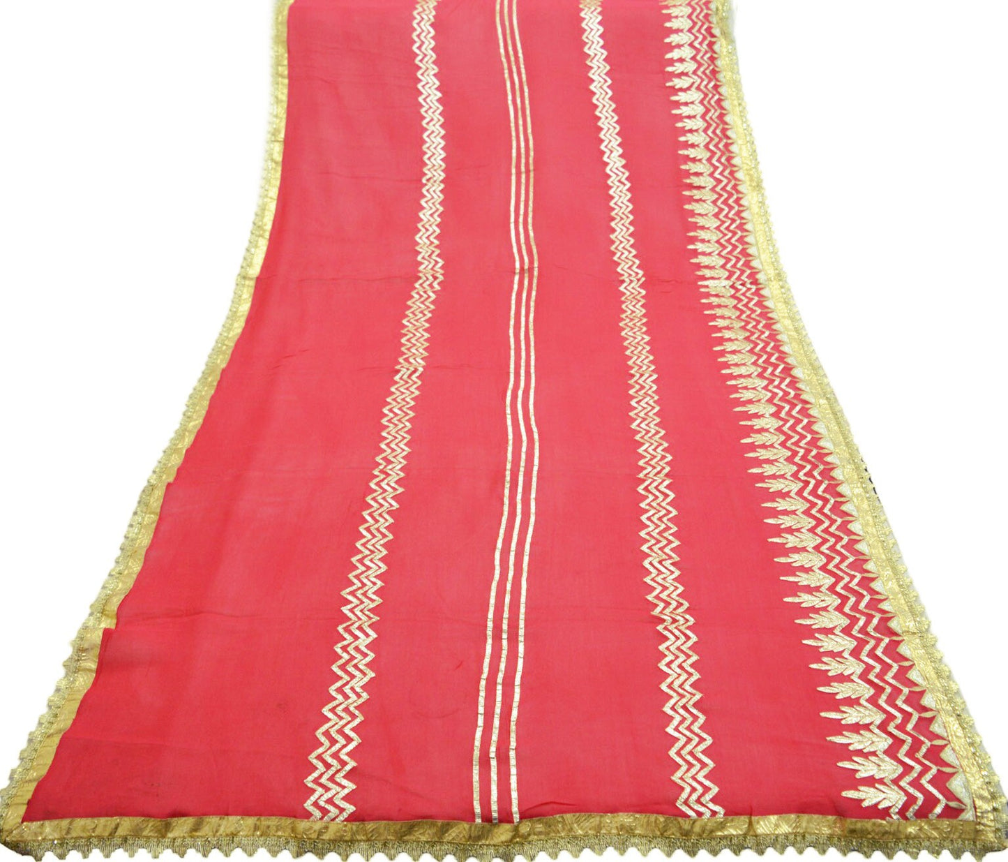 Indian Pink Vintage Dupatta Blend Georgette Long Stole Golden Gota Patti Work Indian Scarves Veil Soft