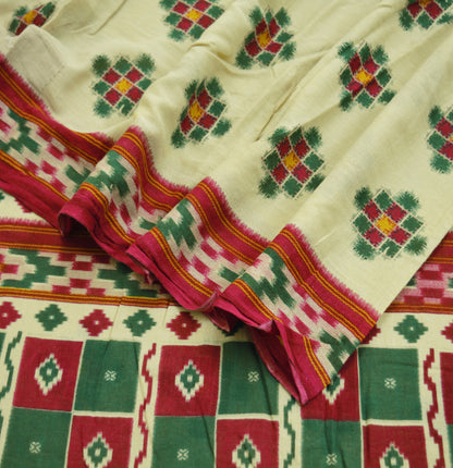 Indian Vintage Sari Red & Beige Printed 100% Pure Cotton Saree Craft Soft Fabric 5Yard Sewing Sarong Wrap Boho