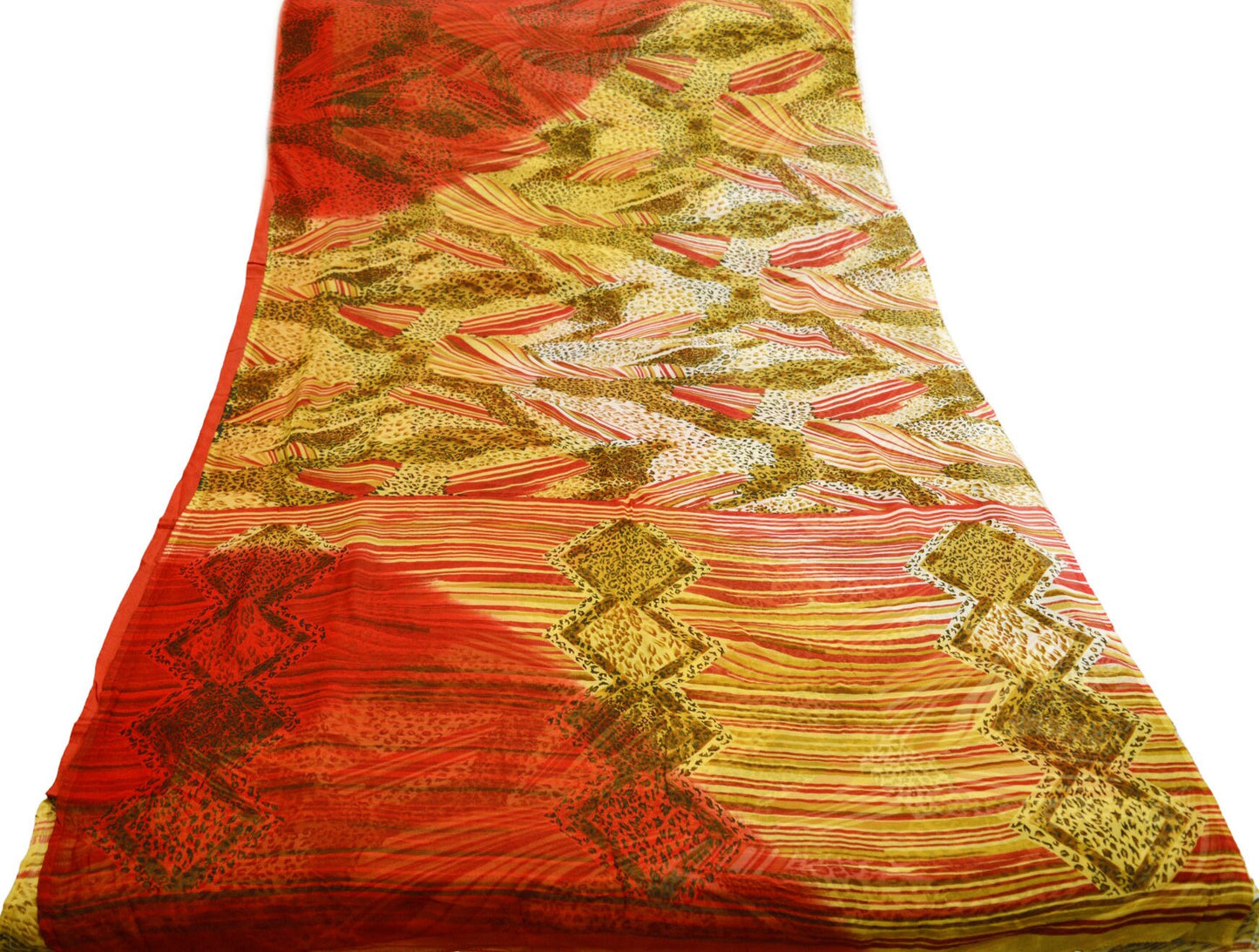 Indian Vintage Pure Chiffon Silk Leppard Printed Indian Sarees Craft Fabric Sewing 5Yard Soft Dress Making