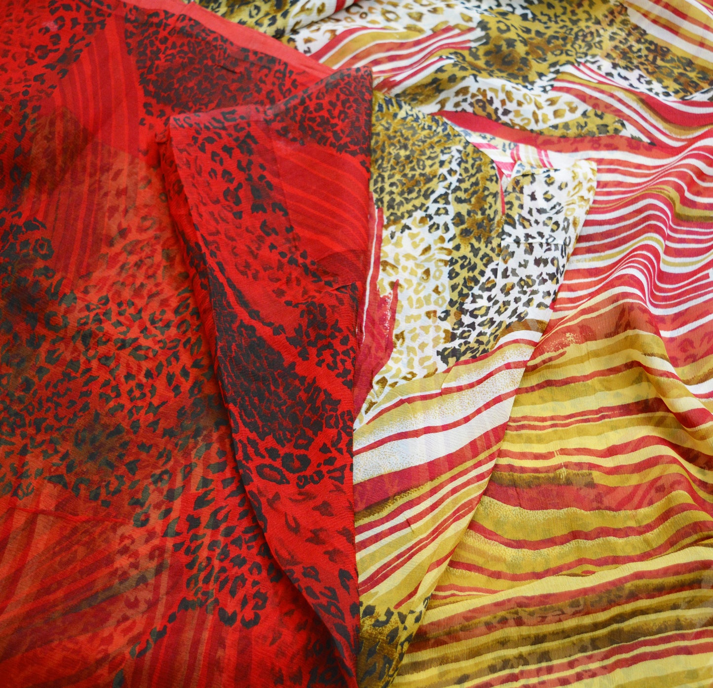 Indian Vintage Pure Chiffon Silk Leppard Printed Indian Sarees Craft Fabric Sewing 5Yard Soft Dress Making