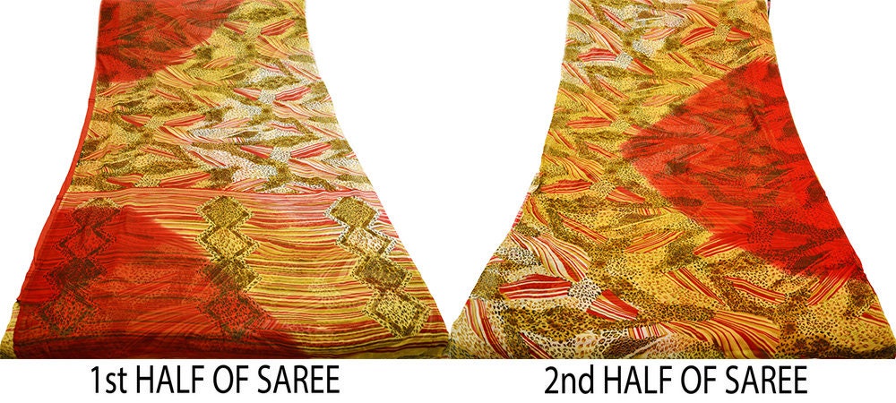 Indian Vintage Pure Chiffon Silk Leppard Printed Indian Sarees Craft Fabric Sewing 5Yard Soft Dress Making
