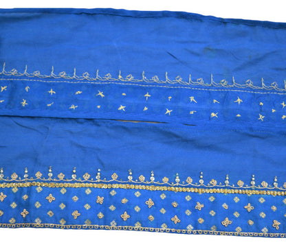 Indian Vintage Blue Sari Border Hand Embroidered Indian Craft Trim Lace Sewing Sari Ribbon Pure silk  Zardozi/Dabka Zari