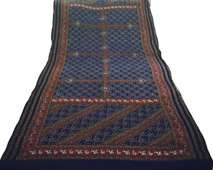 Women Indian Vintage Blue Dupatta Long Stole Pure Crepe silk Printed Embroidered Dupatta Veil Scarves soft Boho Wrap