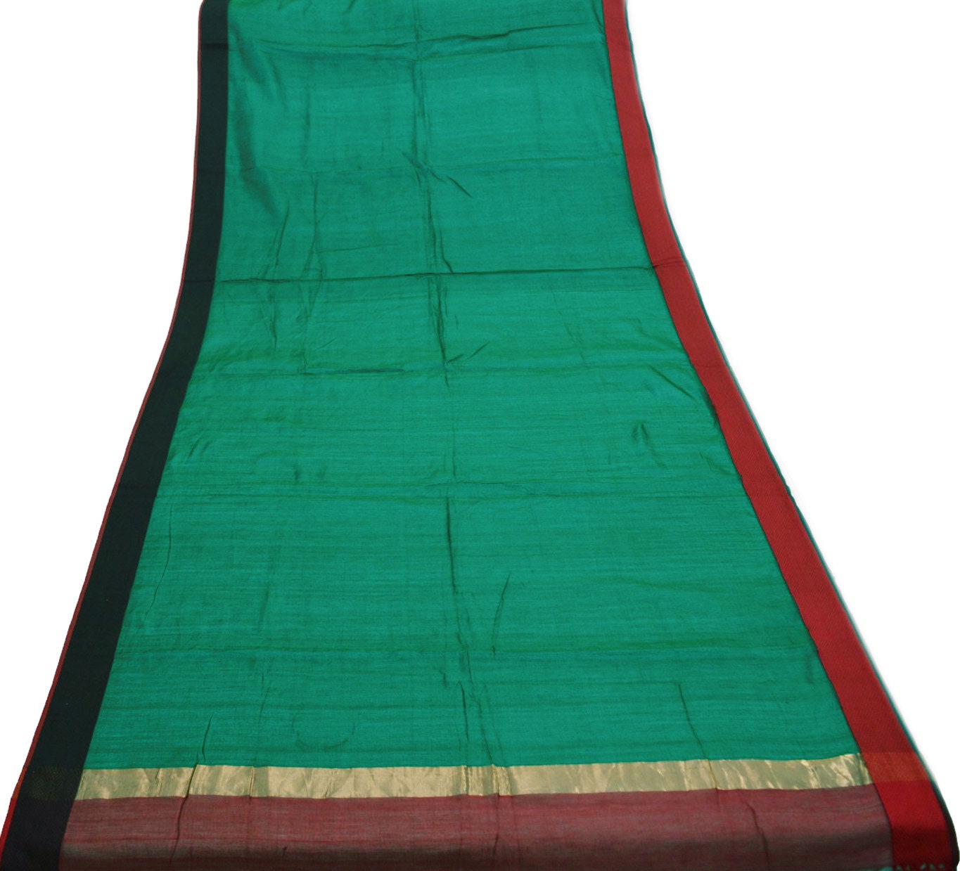 Indian Green Vintage Dupatta Long Stole Printed Woven Pure Chanderi Silk Indian Scarves Veil Golden Zari Soft Fringes