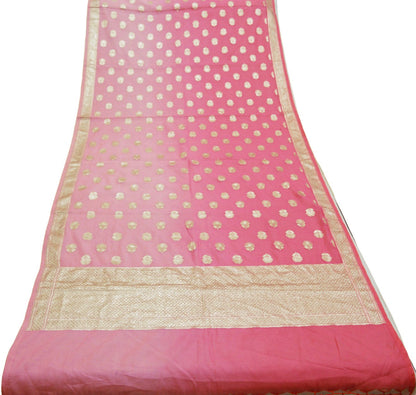 Indian Vintage Pink Dupatta Long Stole Art Silk Woven Brocade Indian Scarves Veil Scarf Wrap Hippie Boho Soft Floral