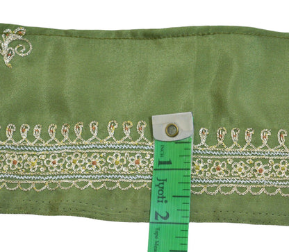 Indian Vintage Green Sari Border Hand Embroidered Indian Craft Trim Lace Sewing Sari Ribbon Crepe Zari