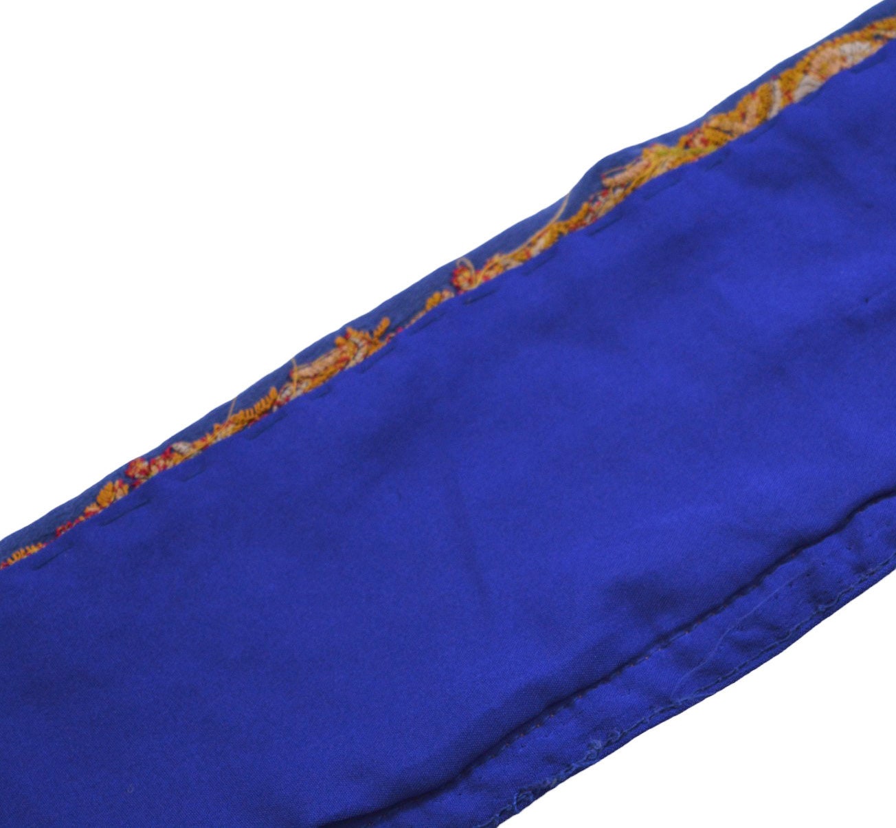 Indian Vintage Blue Sari Border Hand Embroidered Indian Craft Trim Lace Sewing Sari Ribbon Pure Crepe silk  Sequins