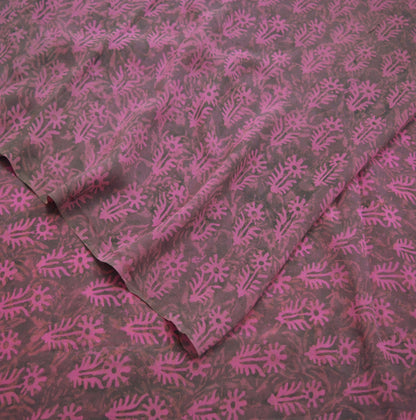 Indian Vintage Sari Purple & Pink 100% Pure Georgette Silk Block Printed Saree Craft Fabric Sewing 5Yard Soft Sari Dress Making