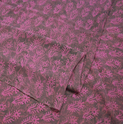 Indian Vintage Sari Purple & Pink 100% Pure Georgette Silk Block Printed Saree Craft Fabric Sewing 5Yard Soft Sari Dress Making