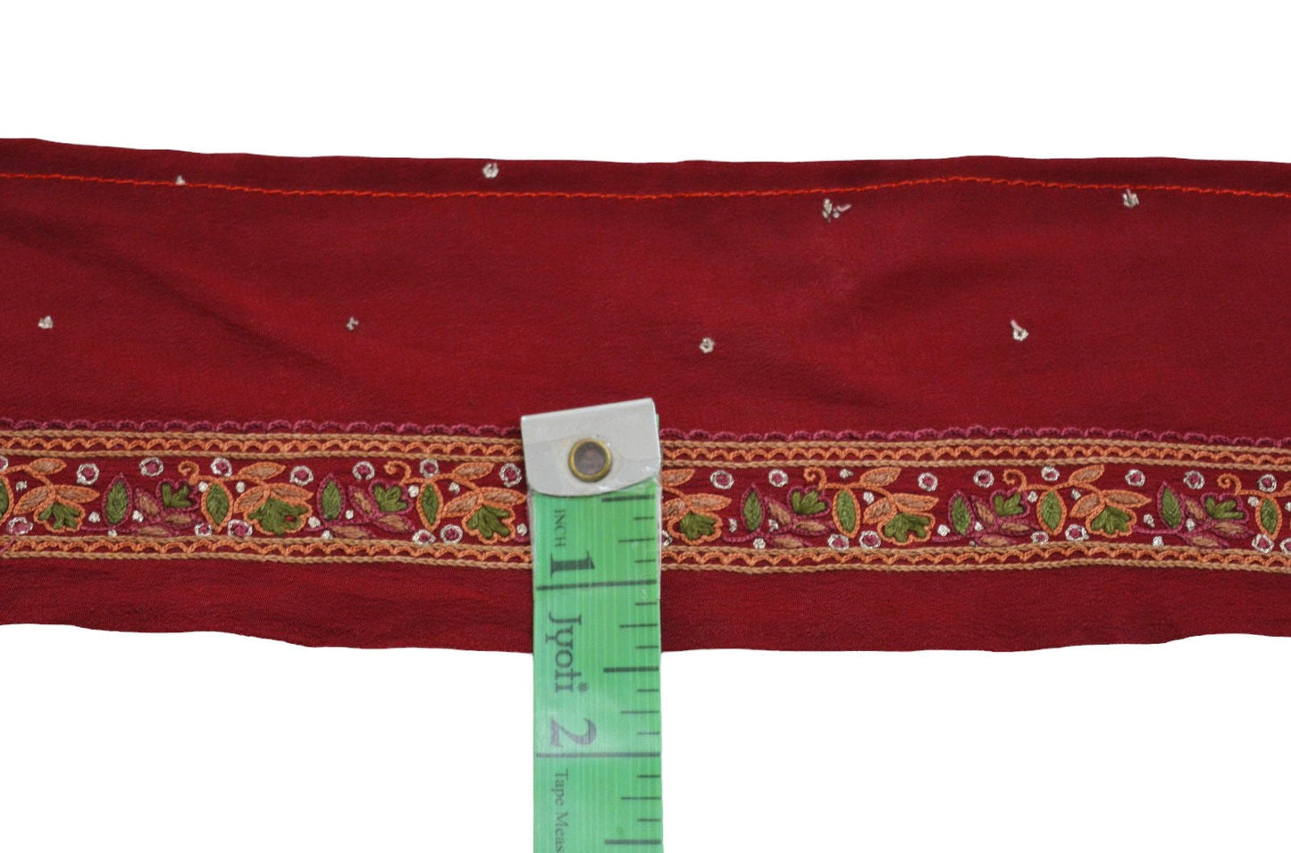 Indian Vintage Red Sari Border Hand Embroidered Indian Craft Trim Lace Sewing Sari Ribbon Pure Crepe silk