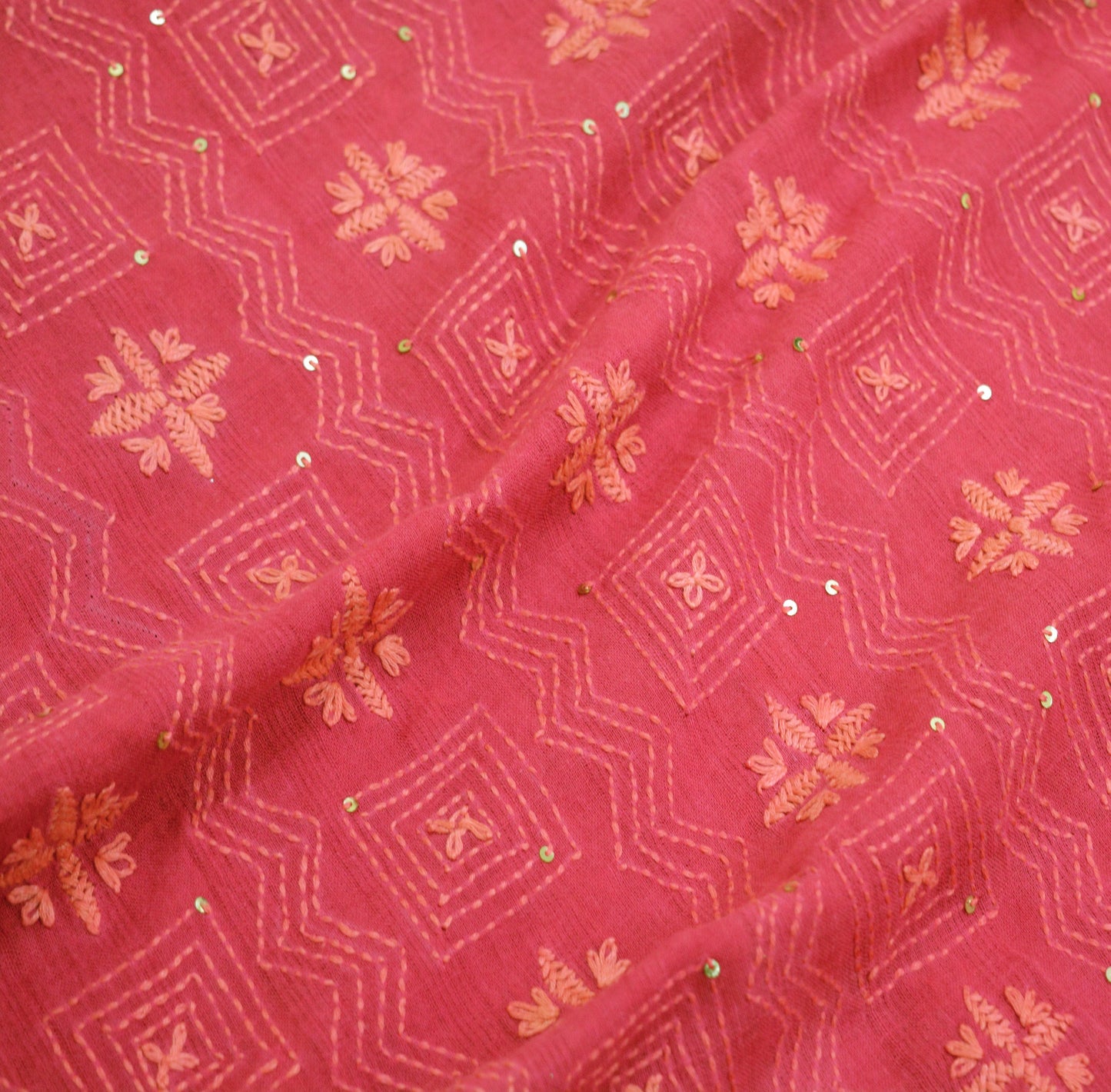 Indian Vintage Pink Dupatta Long Stole Pure Cotton Hand Embroidered Kantha Indian Scarves Veil Scarf Wrap