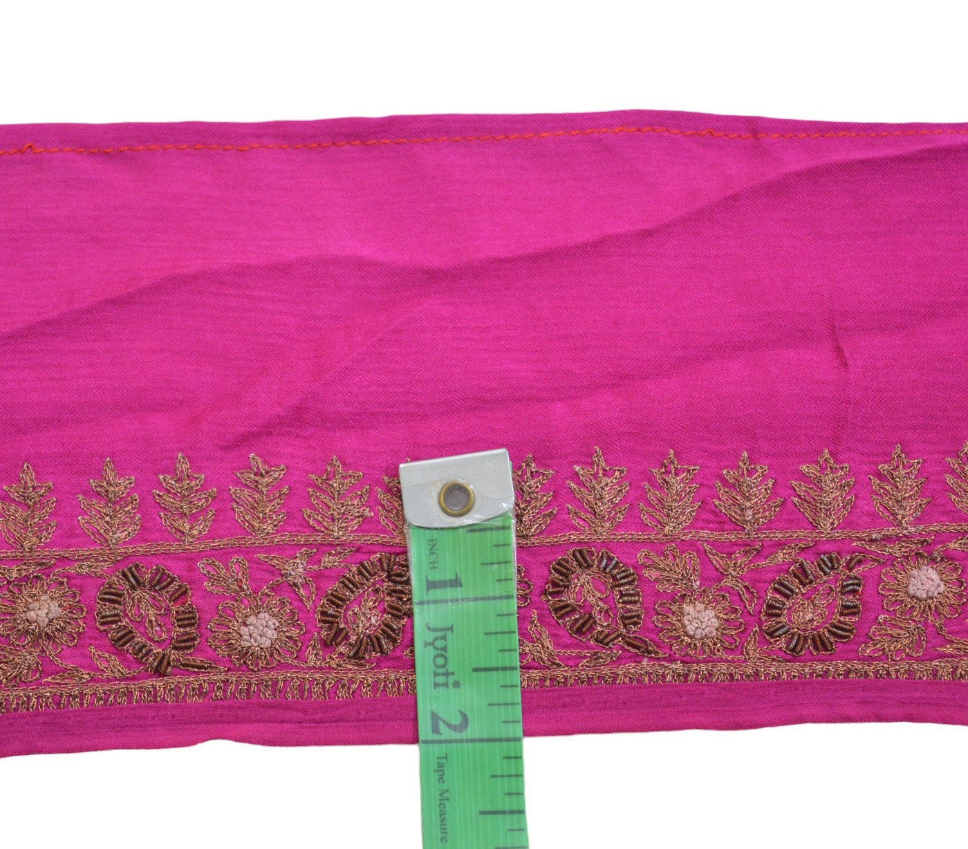 Indian Vintage Pink Sari Border Hand Embroidered Indian Craft Trim Lace Sewing Sari Ribbon Pure silk  Zardozi/Dabka Zari