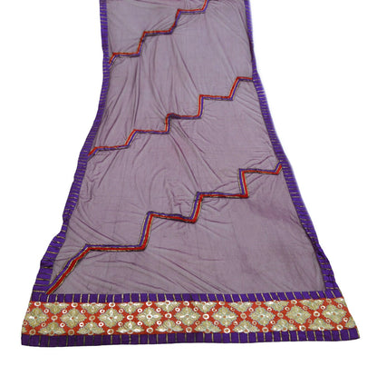 Indian Vintage Purple Dupatta Net Mesh Long Stole Hand Embroidered Scarves Sequins Stole