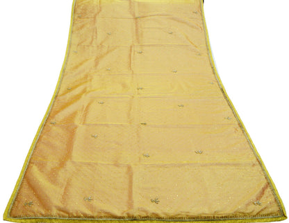 Indian Vintage Heavy Golden Dupatta Tissue Silk Long Stole Hand Embroidered Scarf Zari Zardozi/Dabka