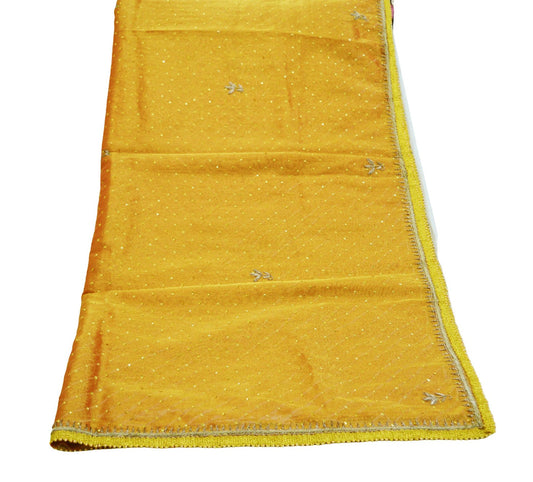 Indian Vintage Heavy Golden Dupatta Tissue Silk Long Stole Hand Embroidered Scarf Zari Zardozi/Dabka