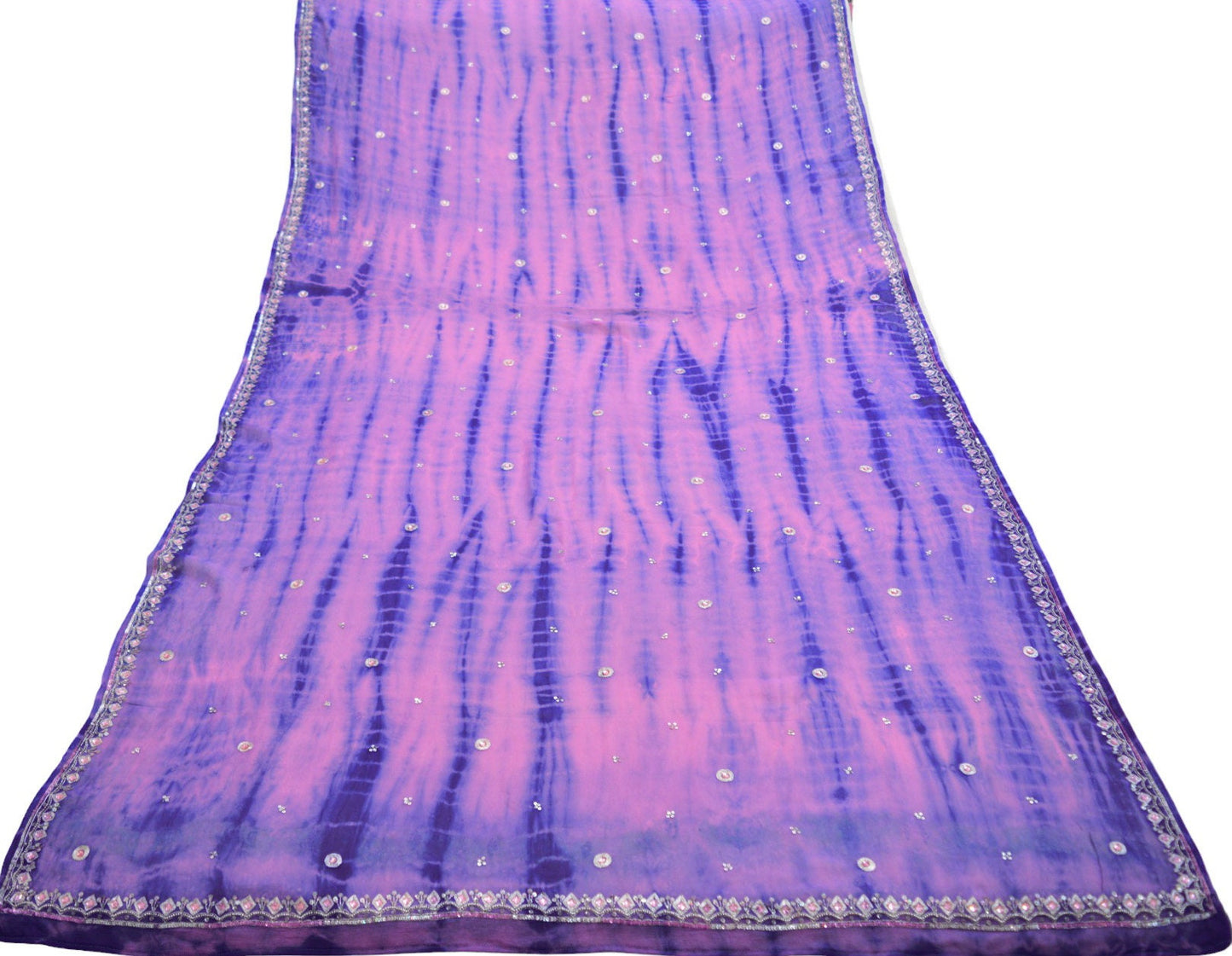 Indian Vintage Dupatta Pure Georgette silk Long Stole Hand Embroidered Tie-Dye Scarves Floral Design Stole Veil Wrap