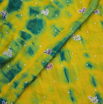 Indian Vintage Dupatta Pure silk Long Stole Hand Embroidered Tie-Dye Scarves Floral Design Stole Veil Wrap Zardozi