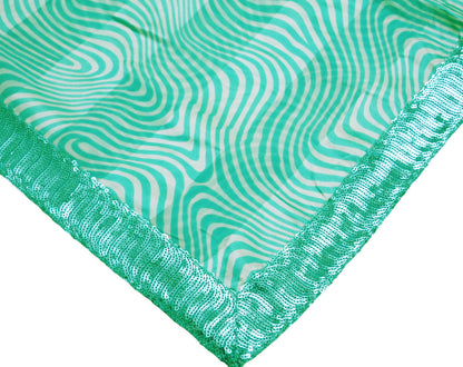 Indian Green & White Vintage Dupatta Long Stole Printed Pure Georgette Silk Indian Scarves Veil Wrap Soft Sequins