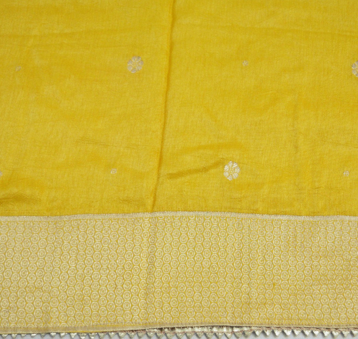 Indian Vintage Mustard Dupatta Long Stole Pure silk Woven Brocade Indian Scarves Veil Scarf Wrap Hippie Boho Soft Floral