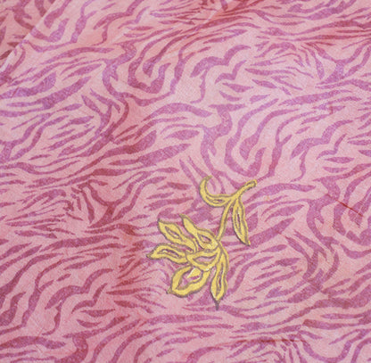 Indian Vintage Sari Pink Pure Tussar Silk Hand Woven/Hand Painted Sarees  Fabric 5Yard Sewing Ethnic