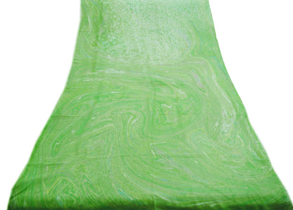 Women Vintage Sari Green & White Pure Chiffon Silk Printed Saree Craft Fabric Sewing 5Yard Soft Light Sari Dress Making