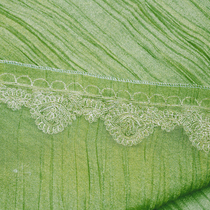 Indian Vintage Green Dupatta Tissue Long Stole Hand Beaded Scarves Silver Zardozi Zari Sequins